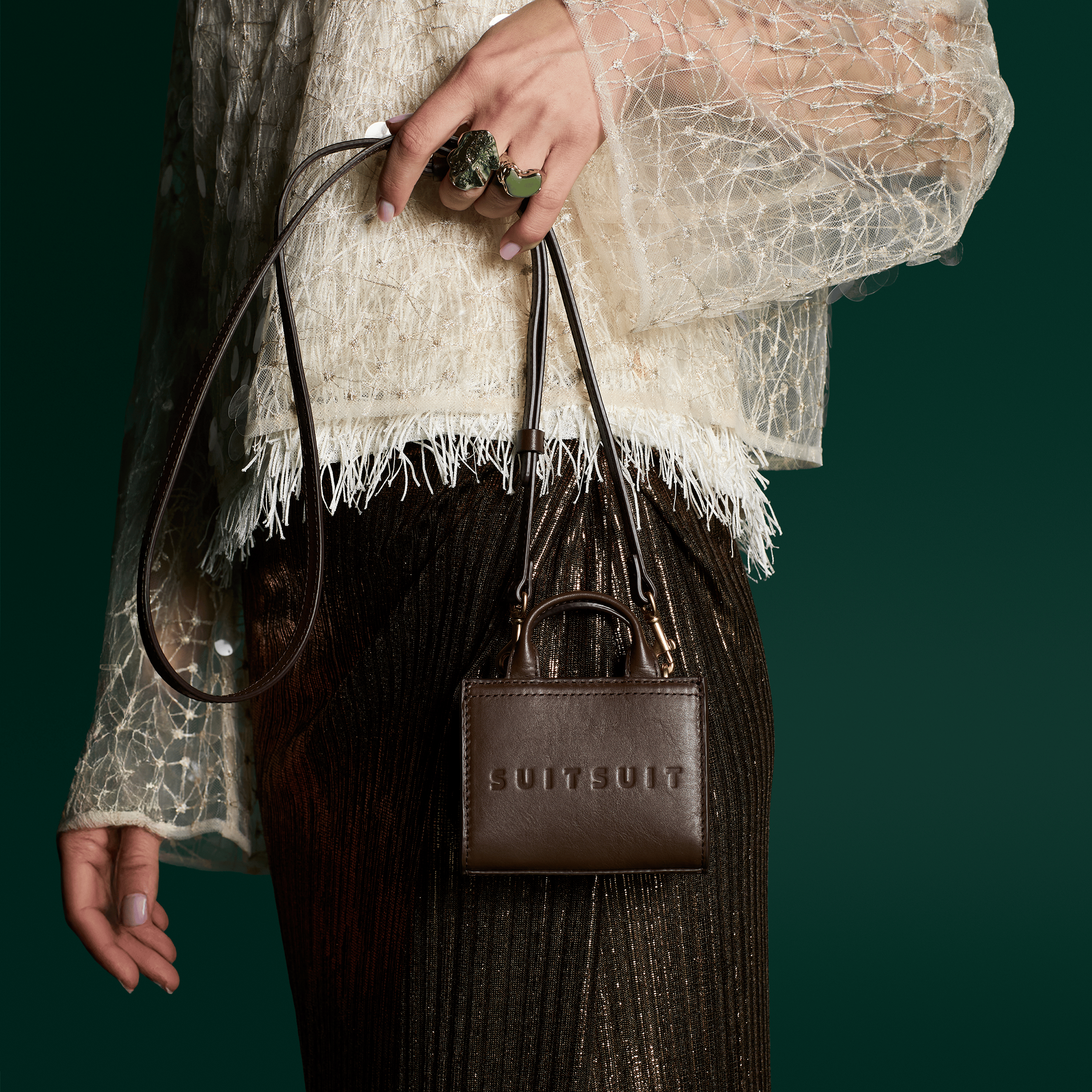 Fab Seventies Special Edition - Chocolate Brown - Micro Cross Body Bag (Cuir Lisse)